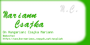 mariann csajka business card